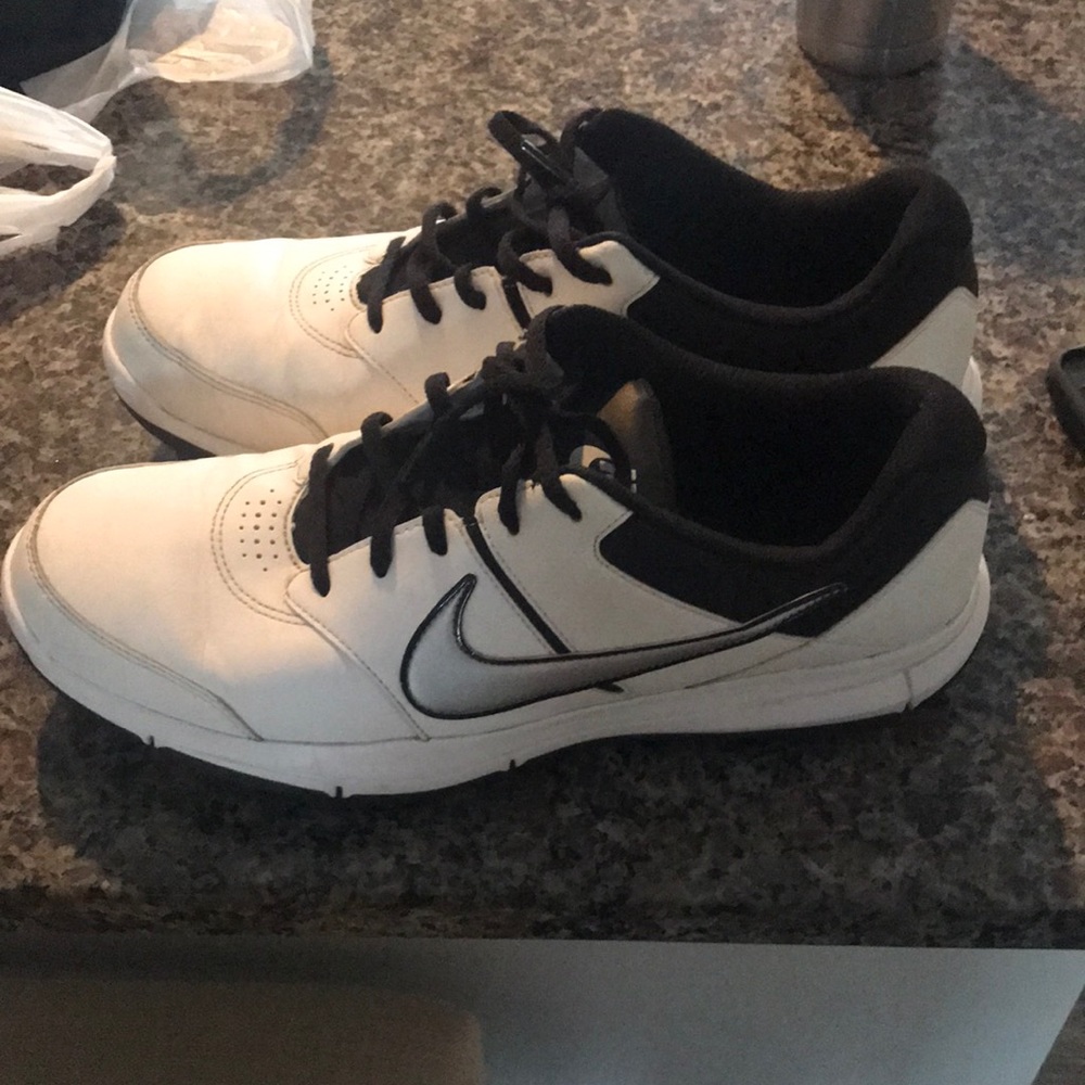 White/black Nike golf shoes